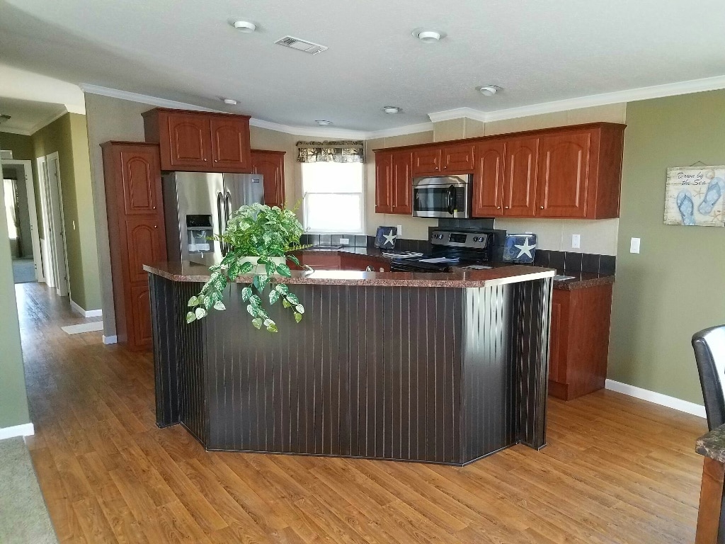 The Islander model kitchen with upgraded appliances